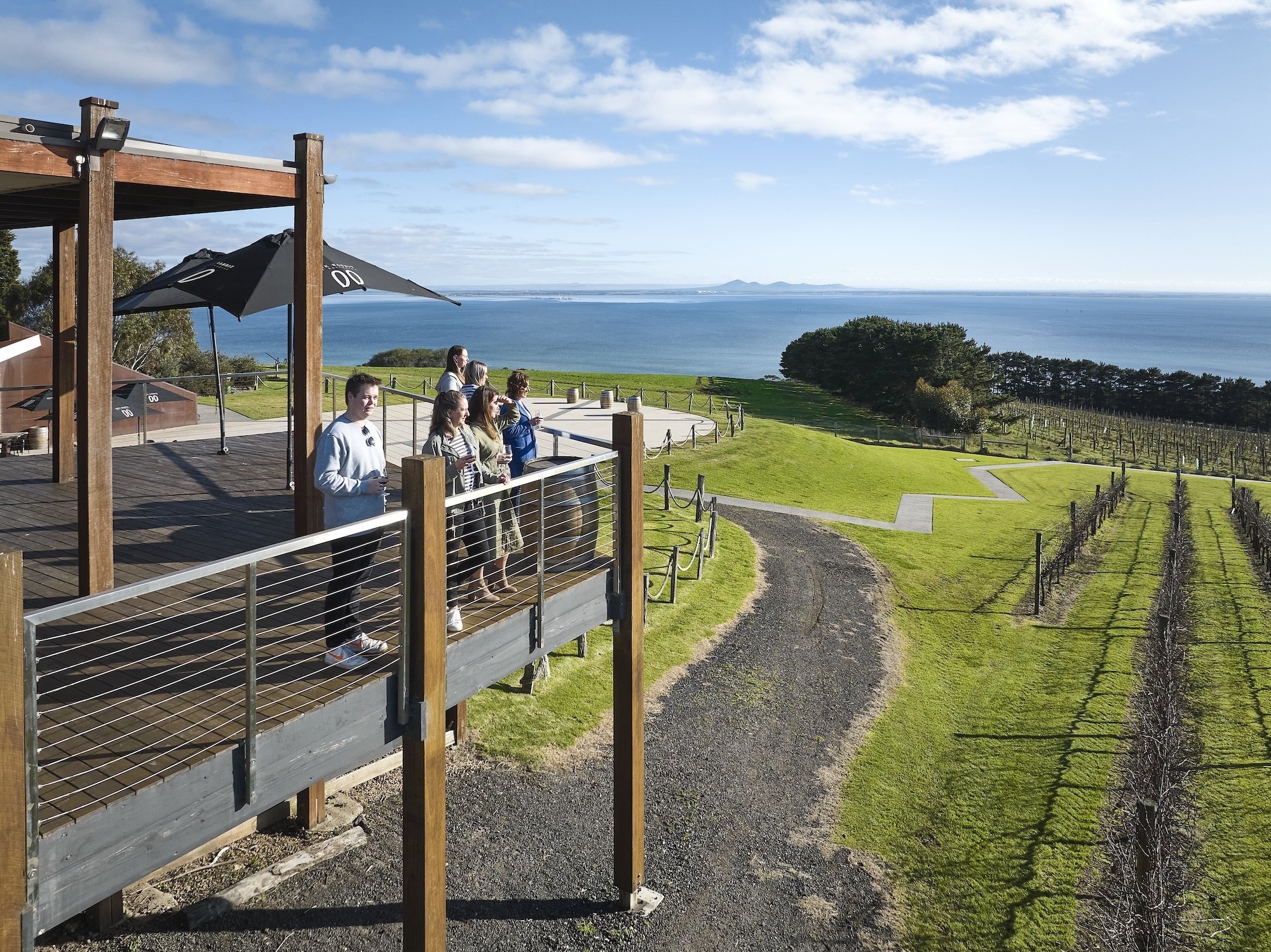 Australia Geelong Bellarine Weingut mit Meerblick