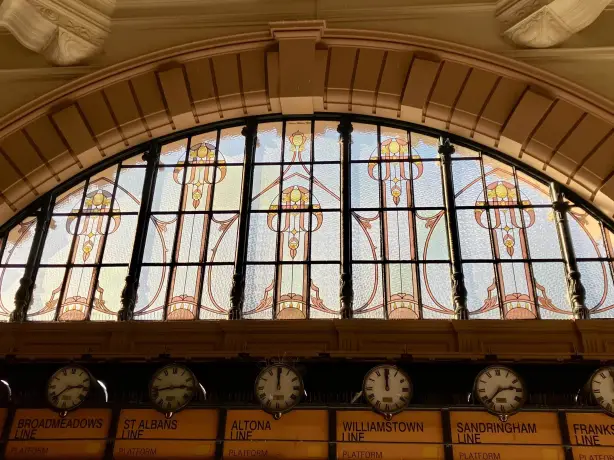 AU Melbourne Flinders Street Station Historic window and clocks by Travel Essence