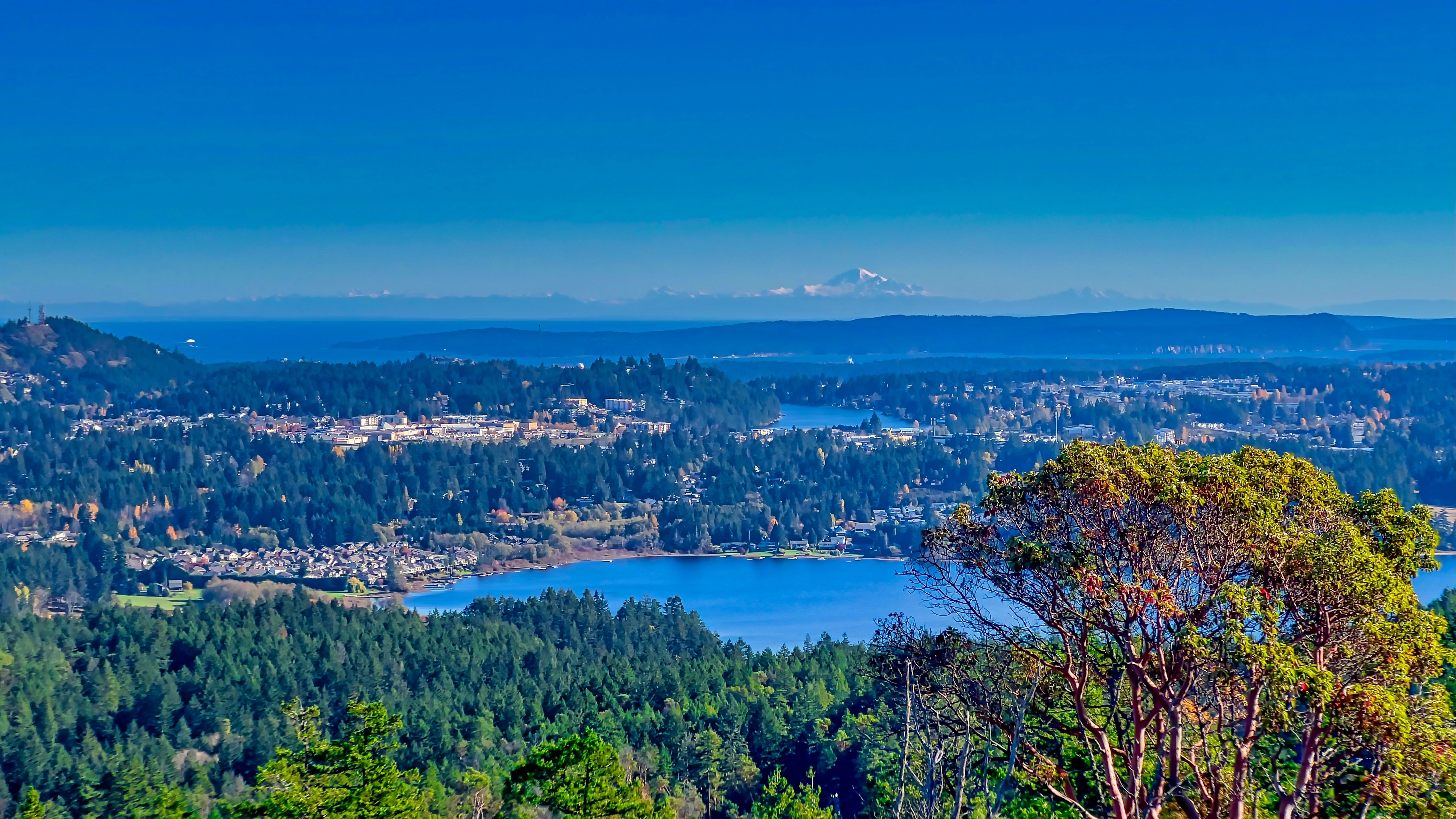 Vancouver Island Nanaimo aerial view from Long Lake