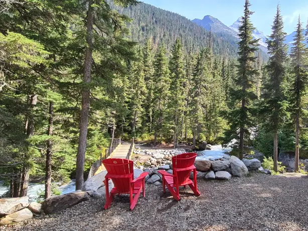 Two red seats in Canada British Colombia Yoho National Park