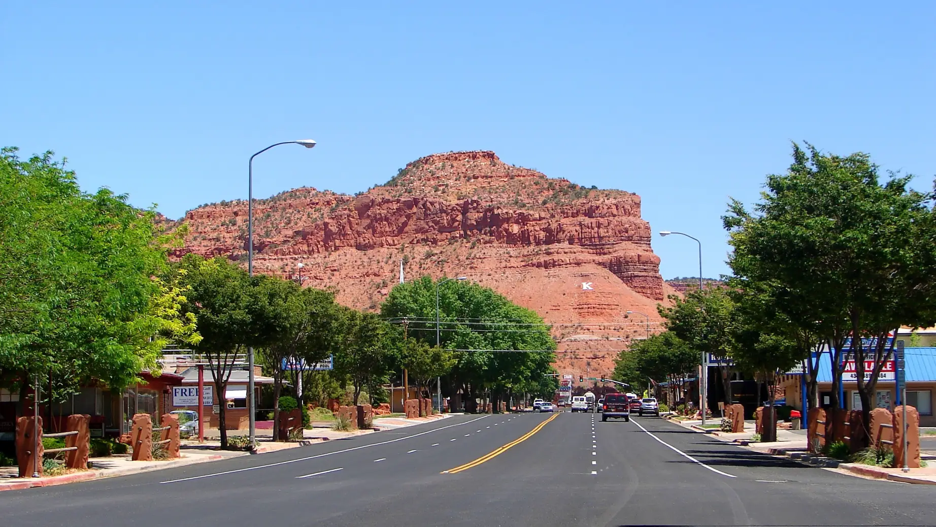 Driving along the road in Kanab, Utah