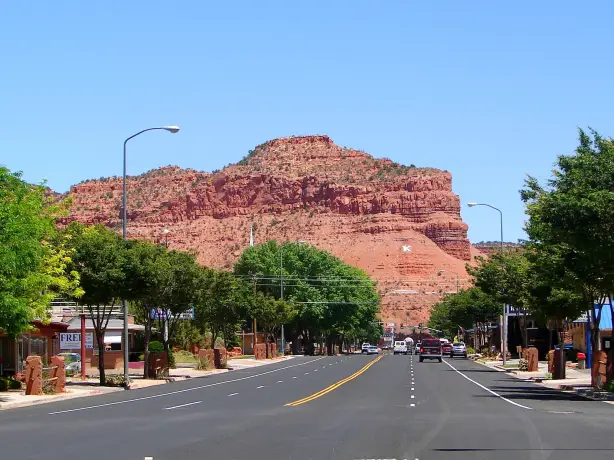 Driving along the road in Kanab, Utah