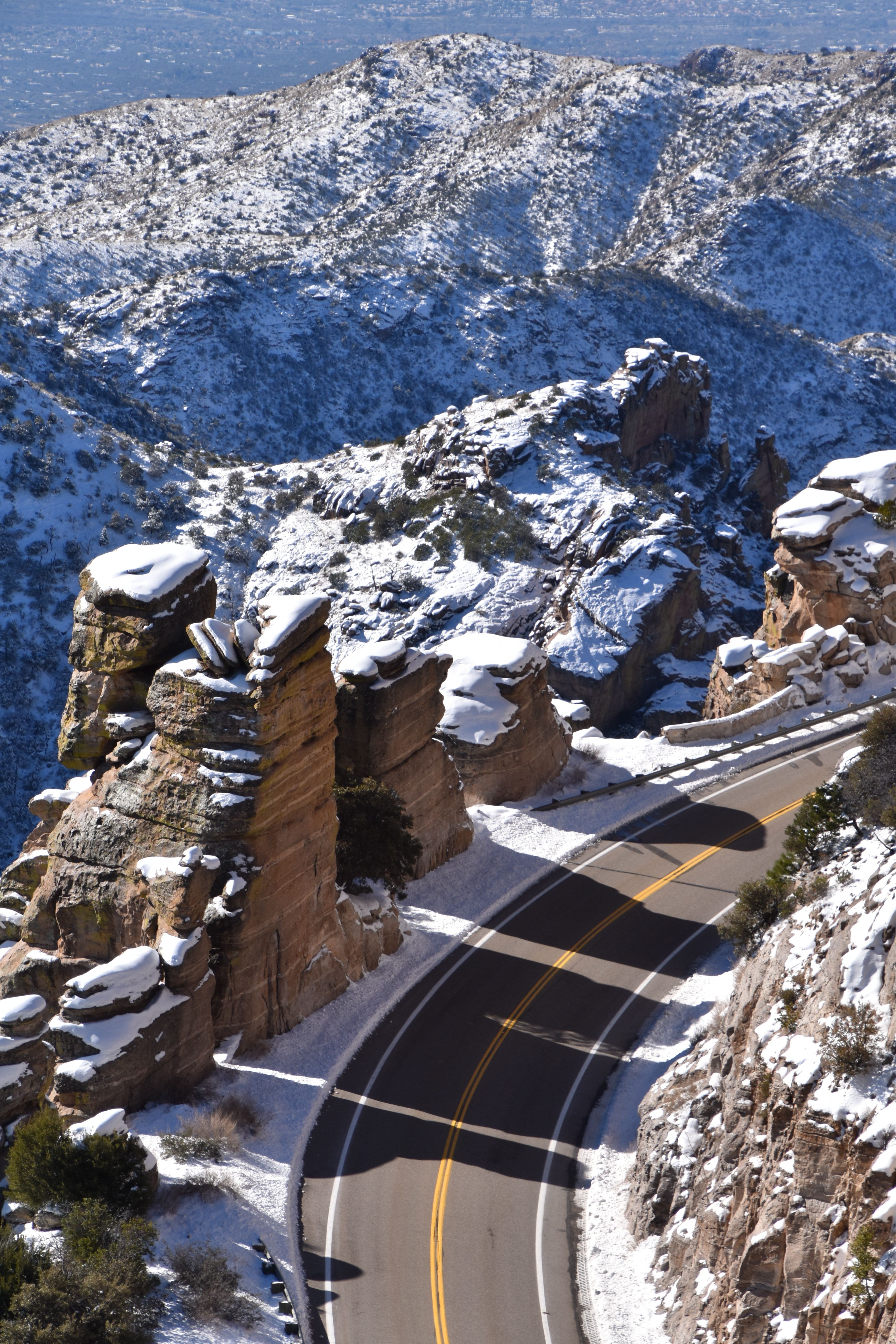US Arizona Tucson Catalina Highway aerial snow