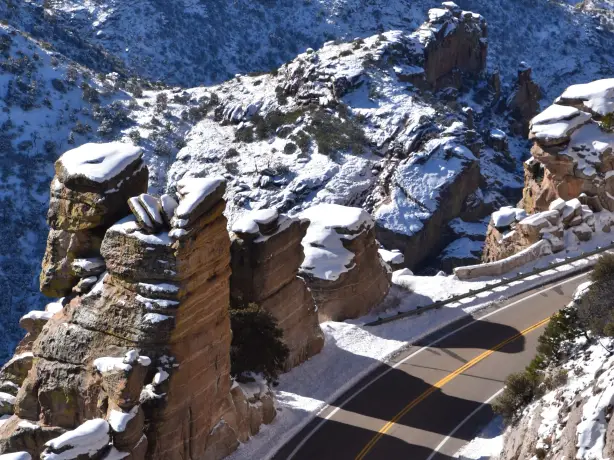 US Arizona Tucson Catalina Highway aerial snow