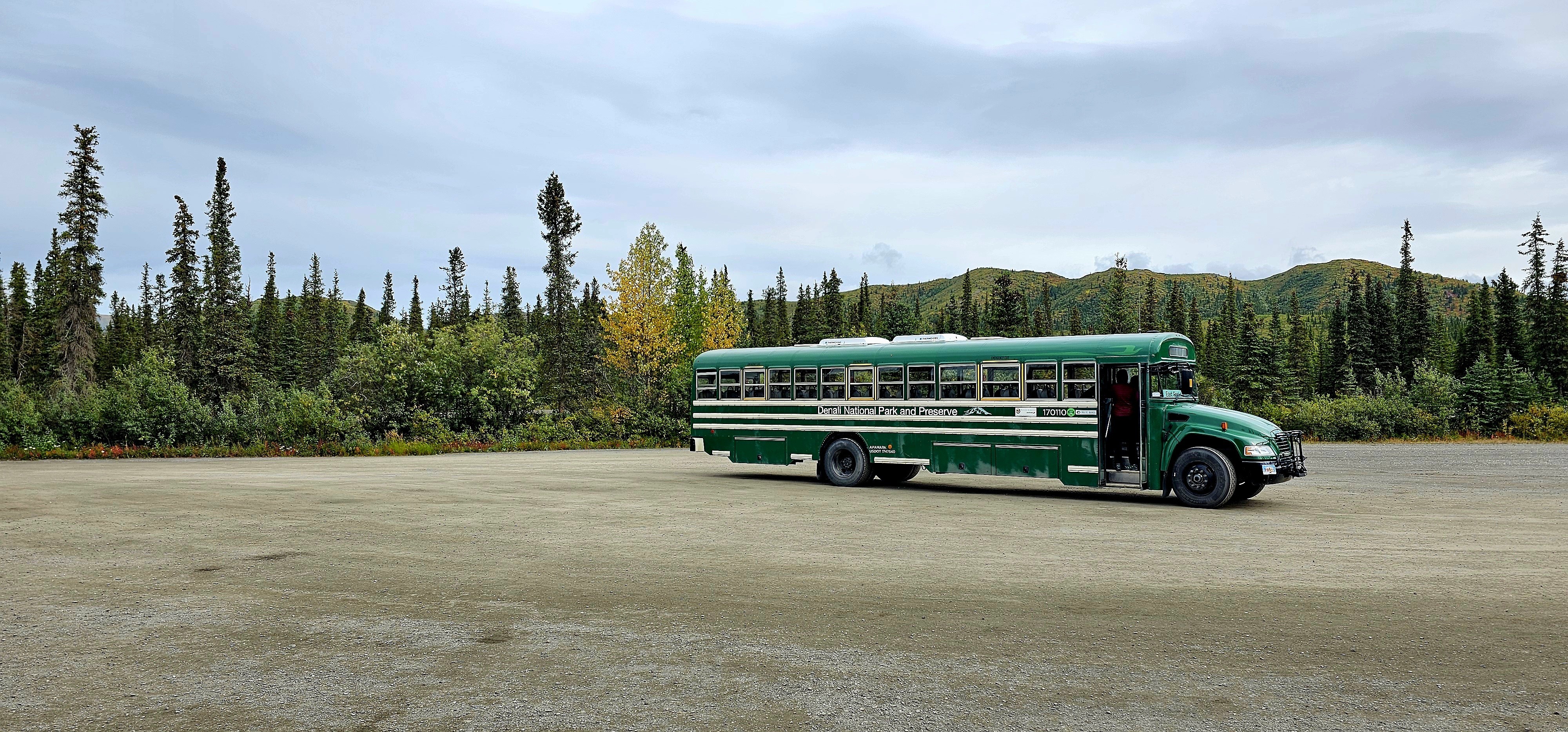 USA Alaska Denali National Park green bus