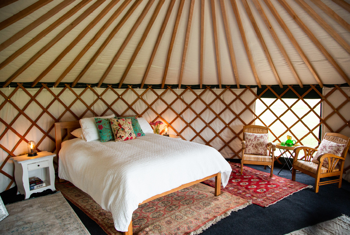 A yurt as a glamping accommodation in New Zealand.