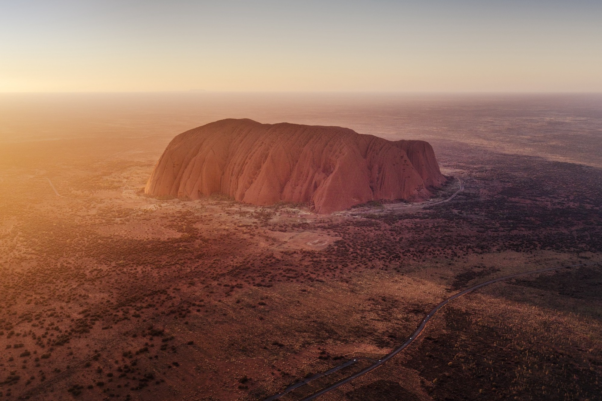 aerial view over Uluru