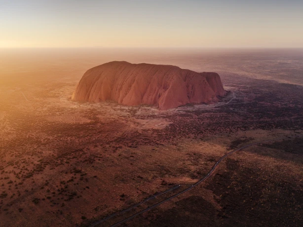 aerial view over Uluru