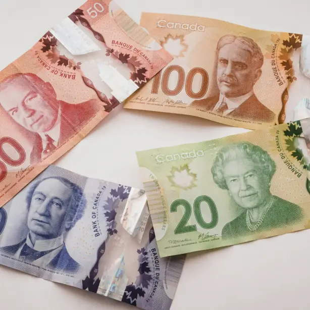 Meerdere waarden van Canadese dollarbiljetten