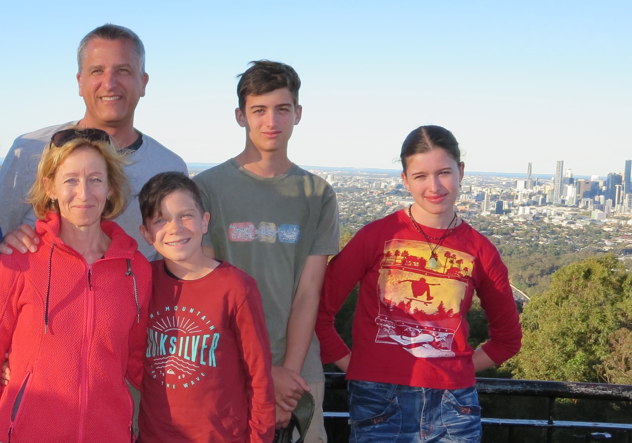 Family snap view over Brisbane