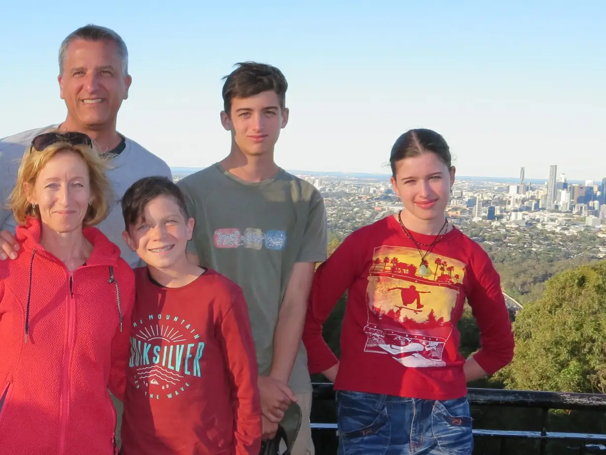 Family snap view over Brisbane