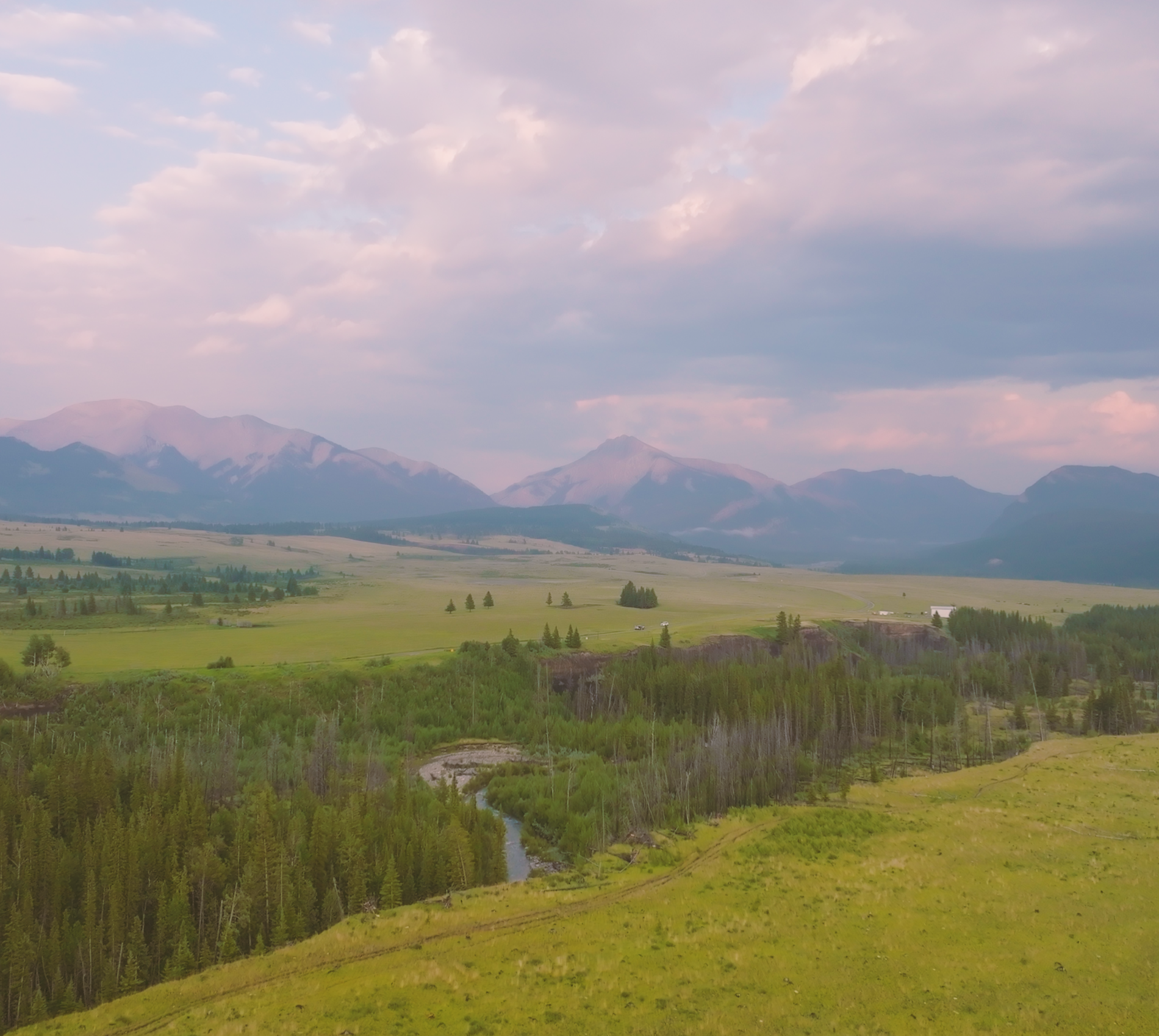 Fields and mountains in Canada