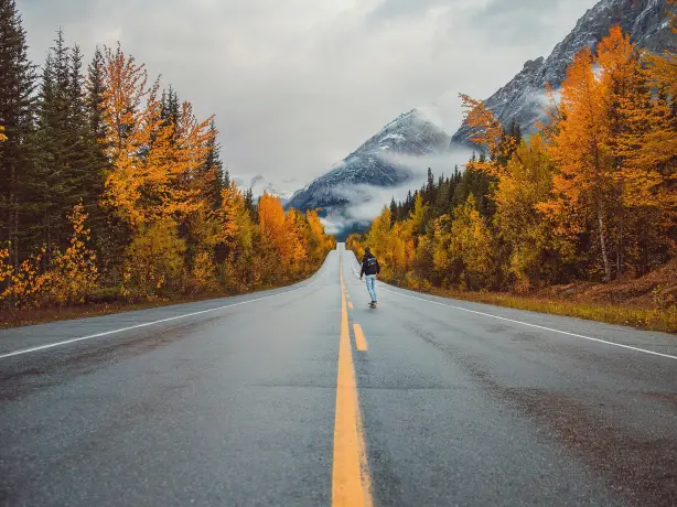 Canada icefields parkway autumn road joshua earle