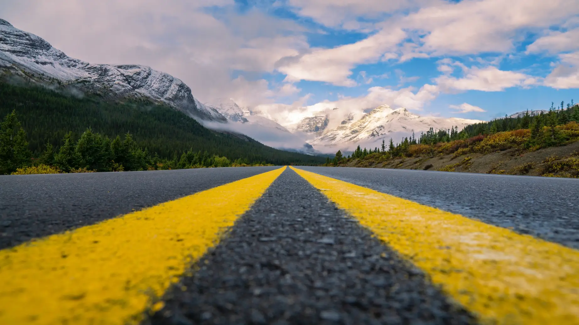 Canada icefields parkway road sky clouds joshua woroniecki