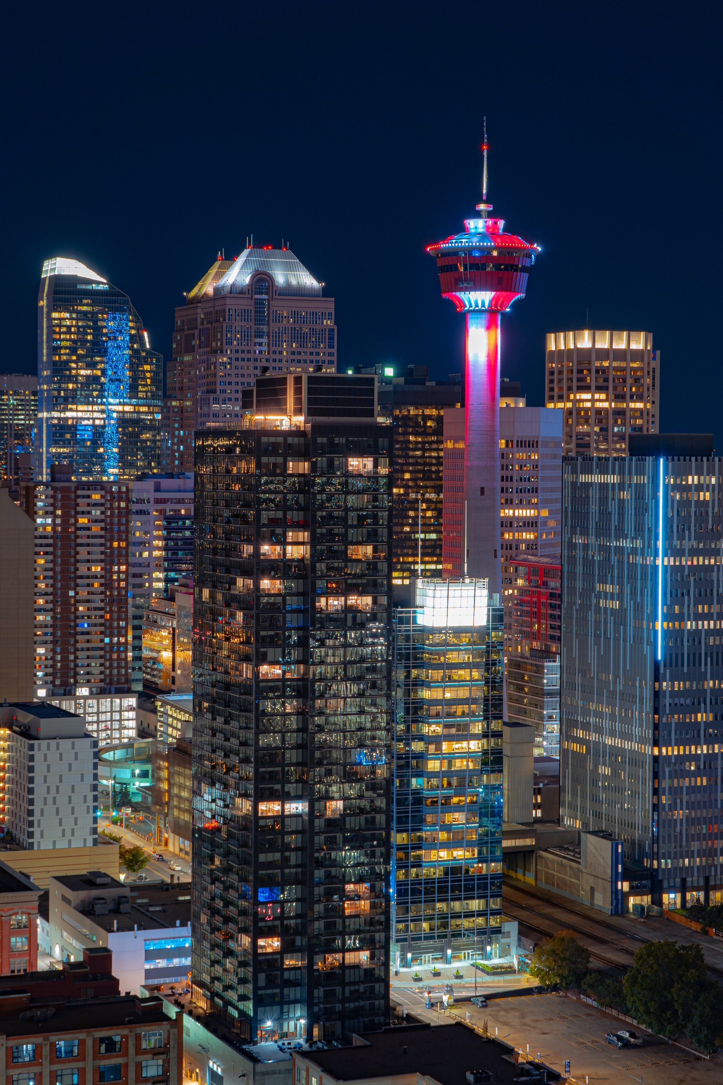 Canada calgary night city skyline