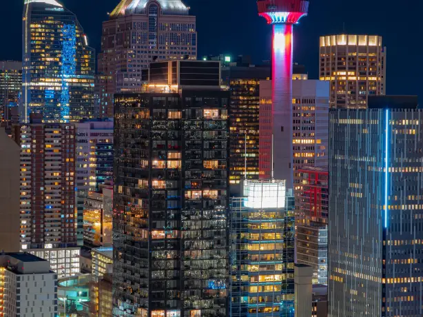 Canada calgary night city skyline