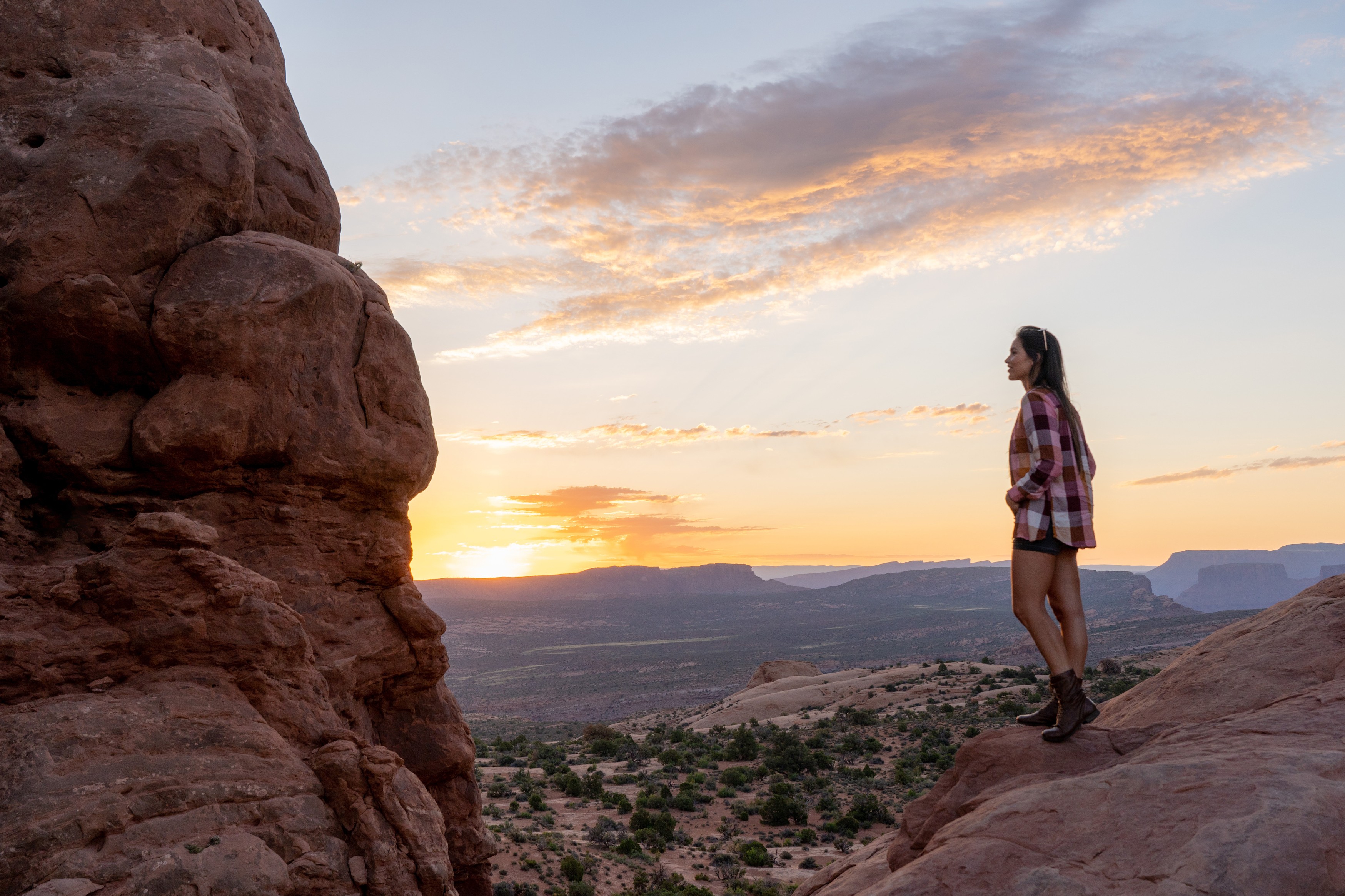 US Utah Arches National Park Moab sunset
