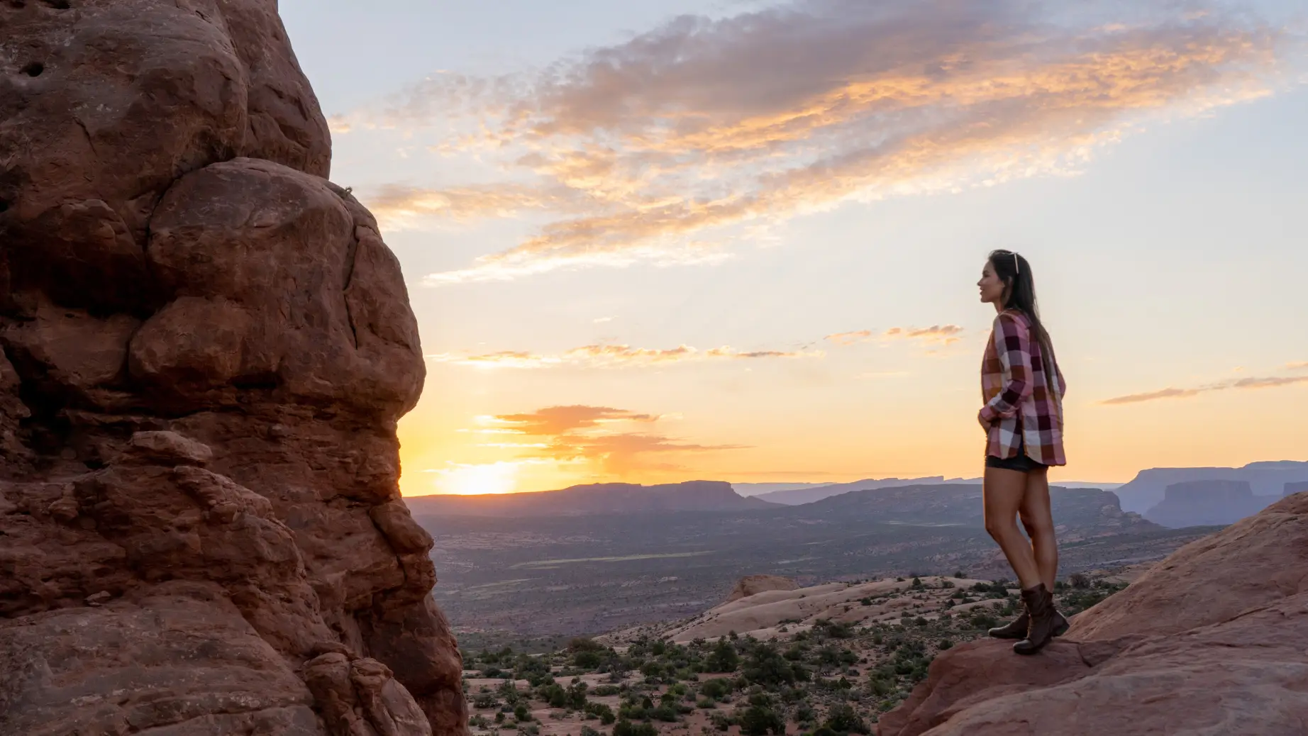US Utah Arches National Park Moab sunset