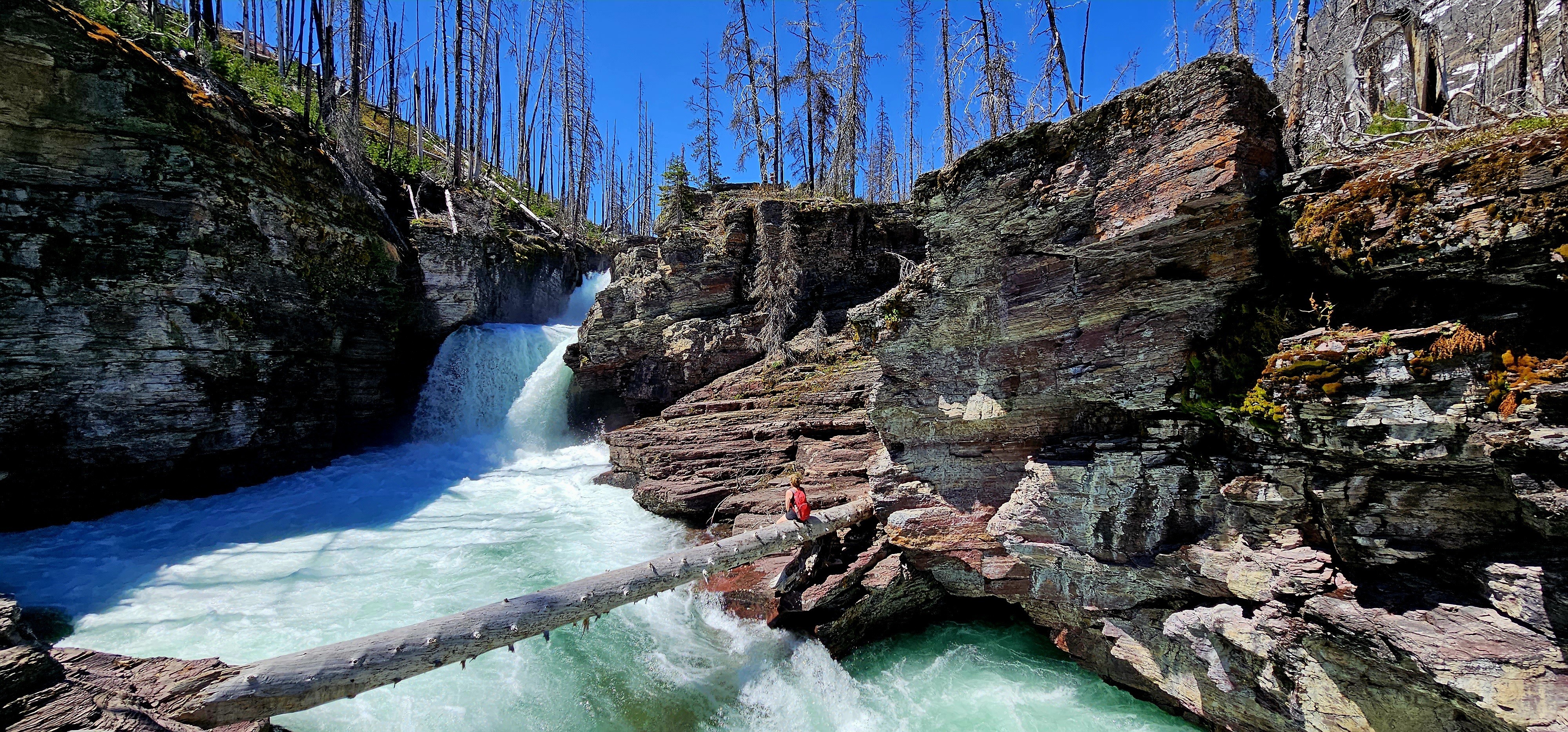 US Montana Glacier National park waterfall