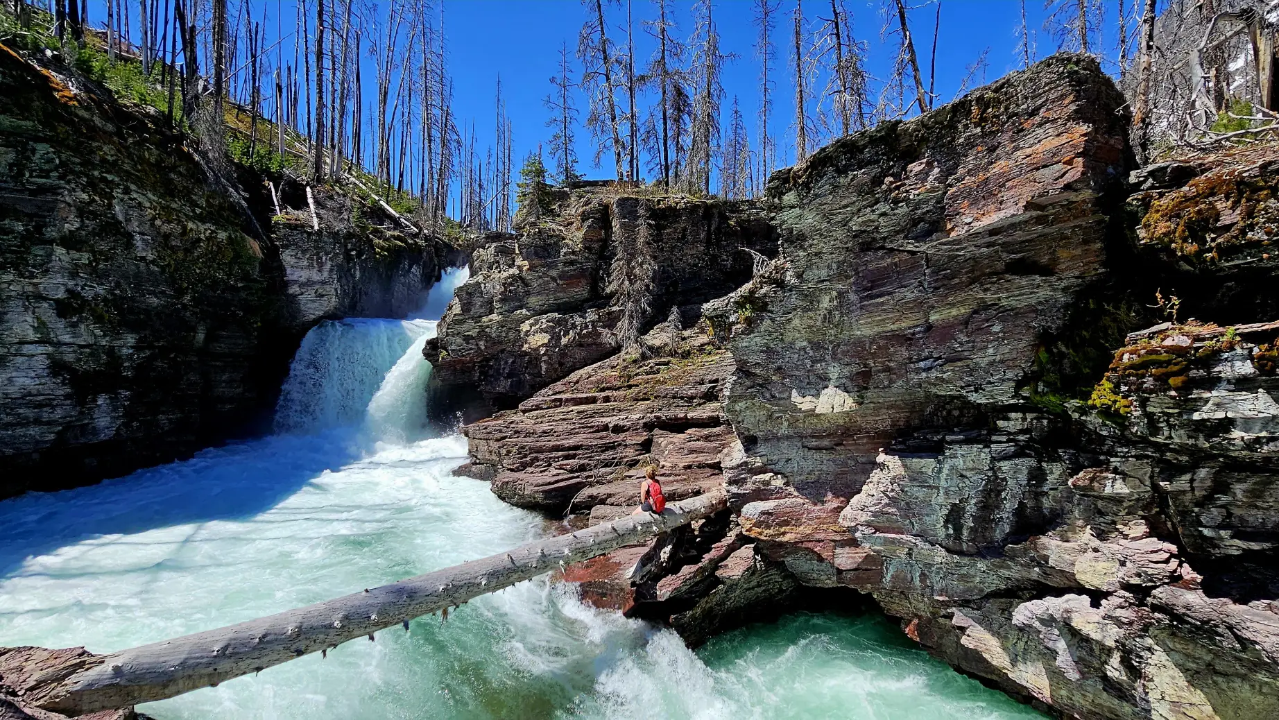US Montana Glacier National park waterfall