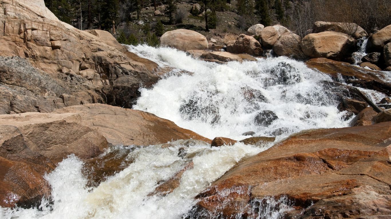 US mountain west Rocky Mountain National Park River flowing in spring