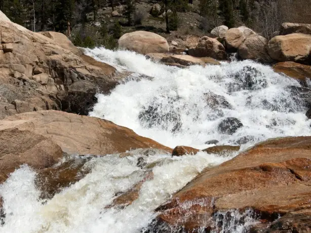 US mountain west Rocky Mountain National Park River flowing in spring