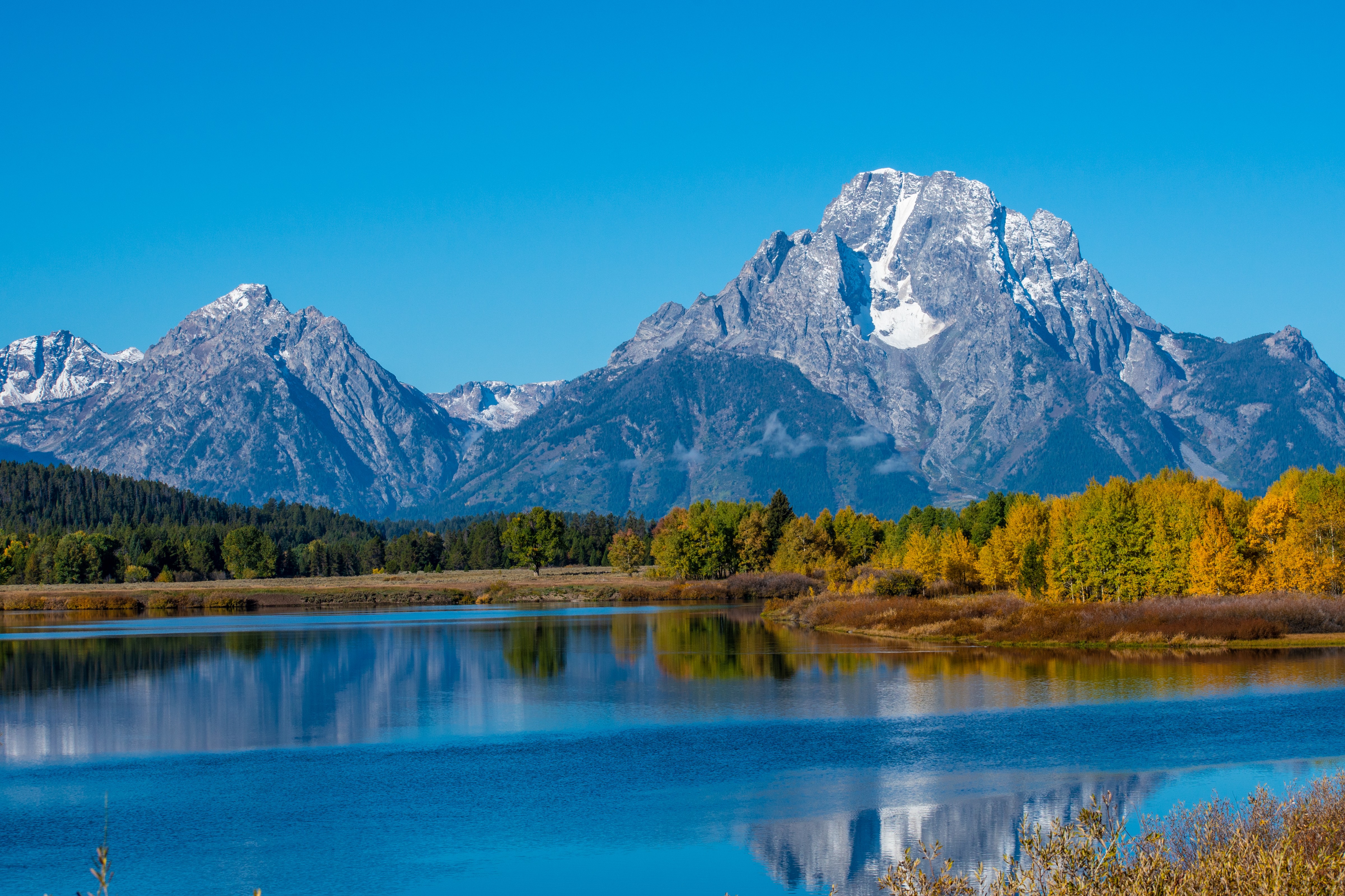 USA Wyoming Grand Teton Mountain lake