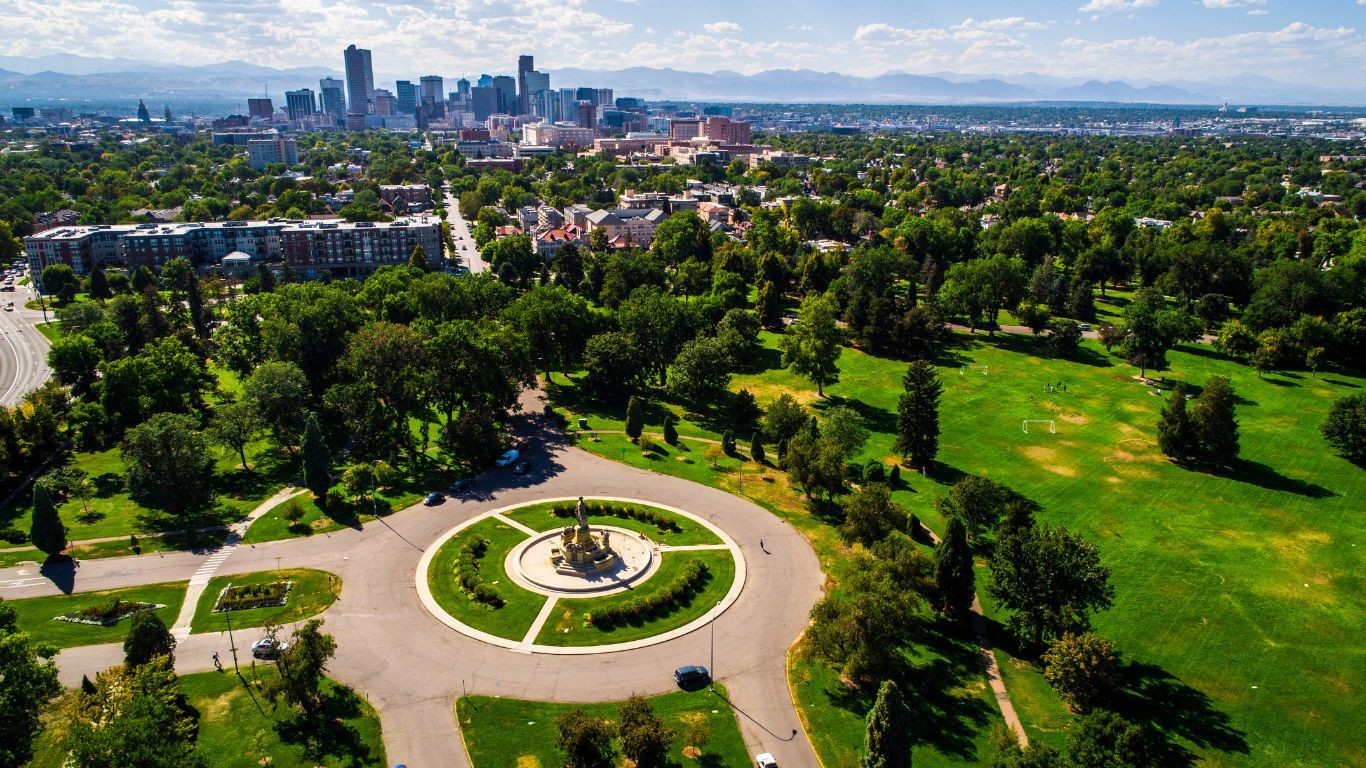 US Colorado Denver summer aerial view