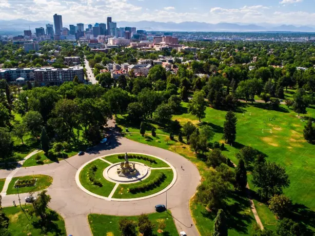 US Colorado Denver summer aerial view
