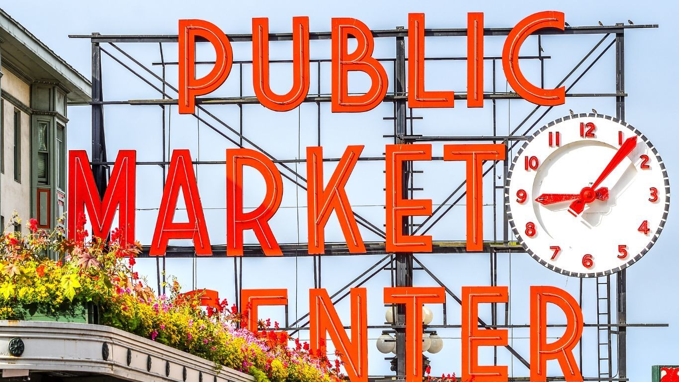 US Washington State Seattle city public market centre