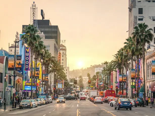 Usa california street sunset