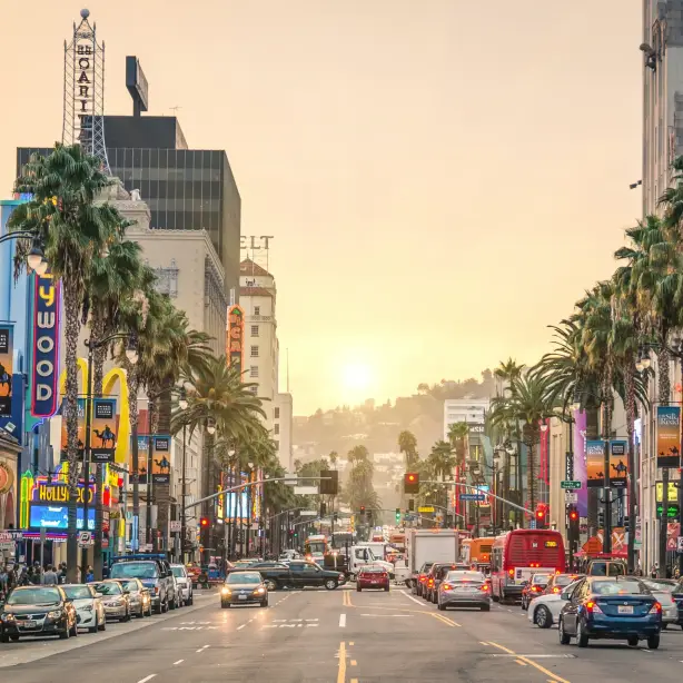 Usa california street sunset