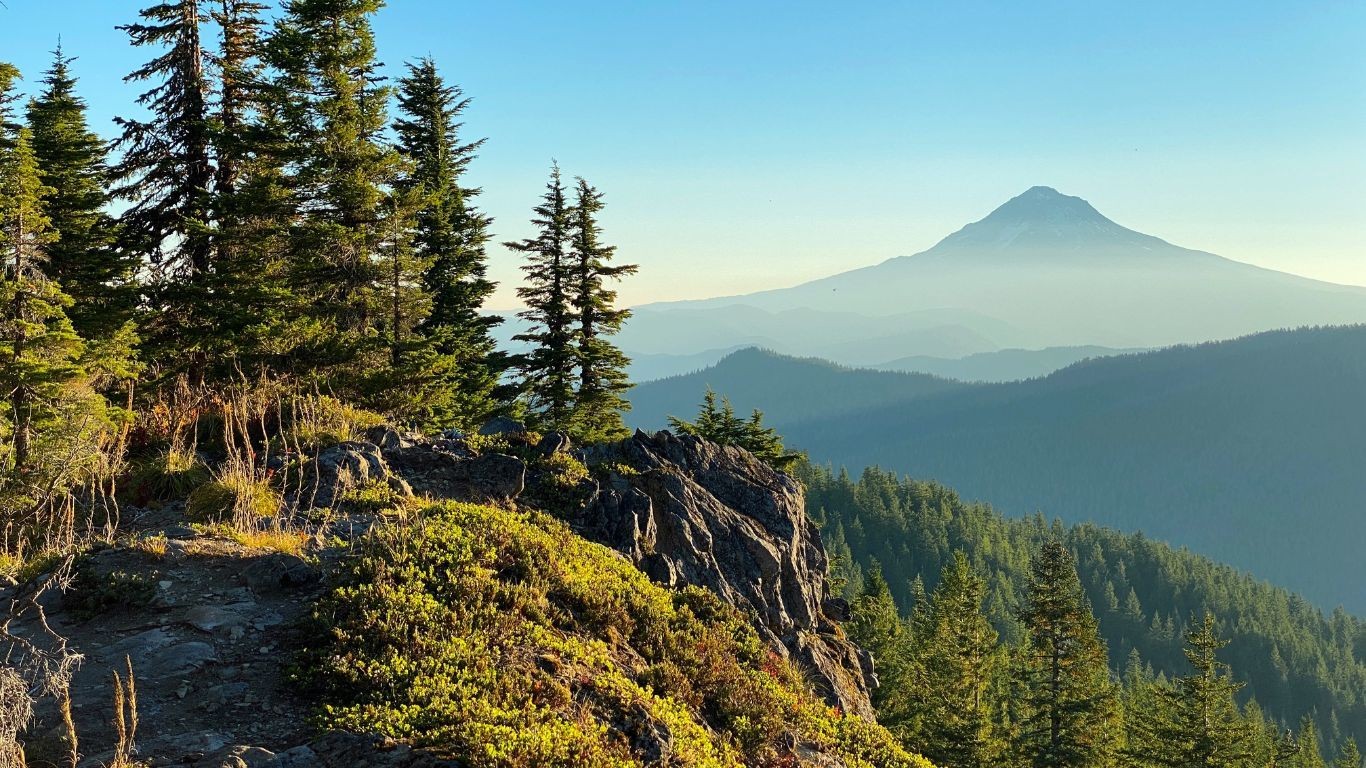 US Oregon Mount Hood view from MT Hood Forest Park