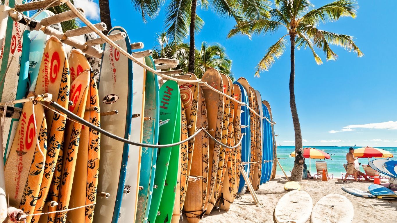 US Honolulu Oahu Waikiki beach surfing