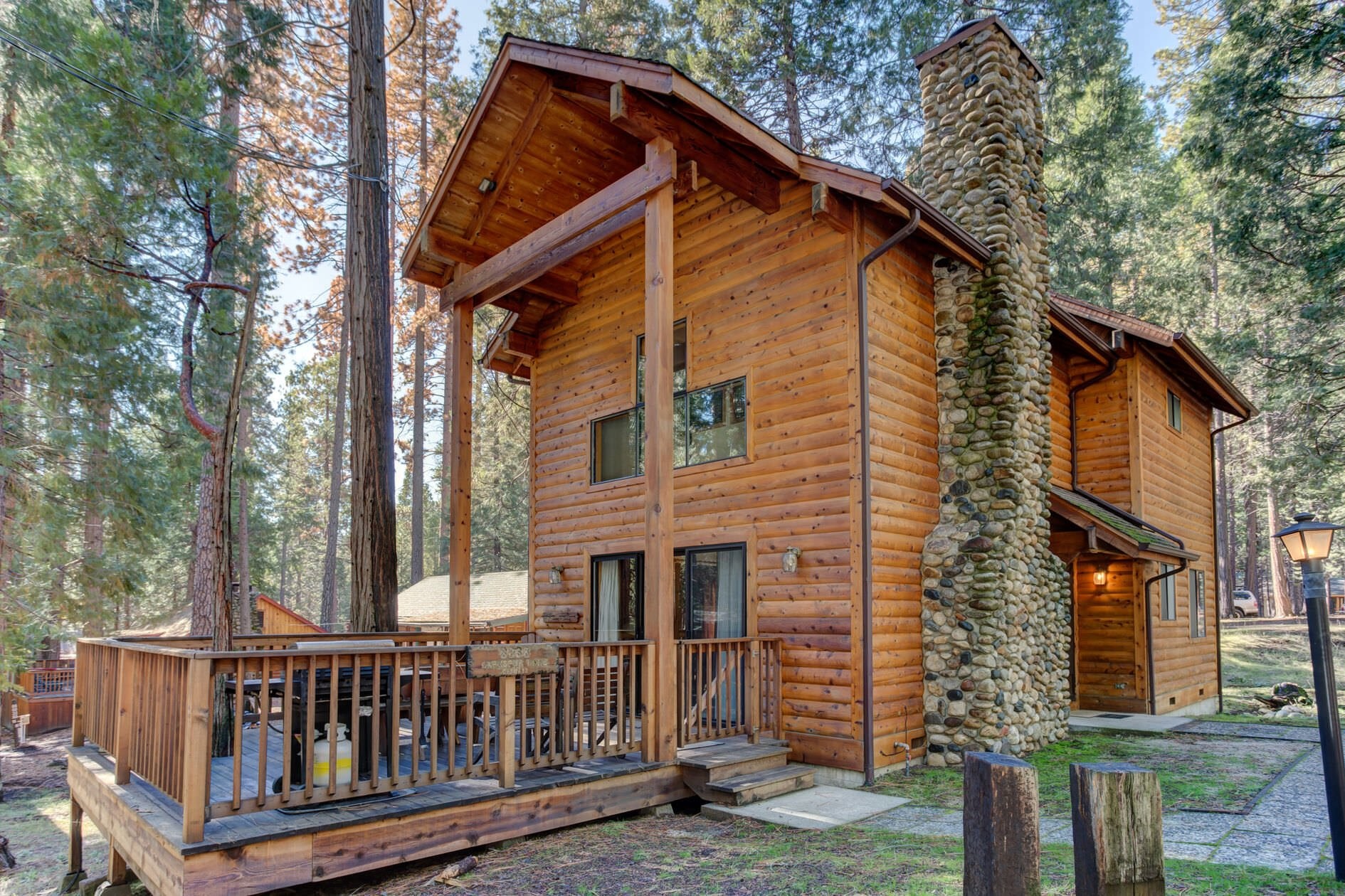 US California Yosemite rustic cabin patio