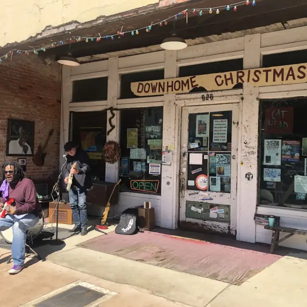 US Mississippi Clarksdale band at shop