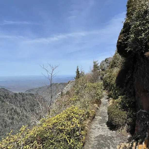 US North Carolina Great Smoky Mountains path along ridge