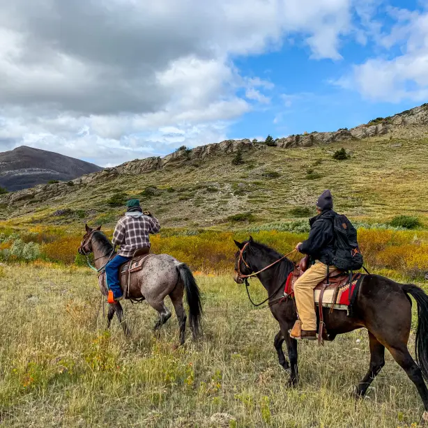 Indigene Guides reiten mit Pferden durch Montana