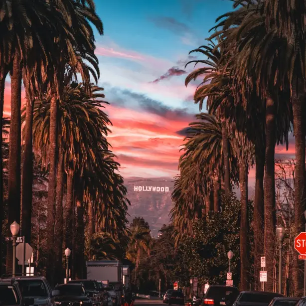 Usa los angeles street view sunset