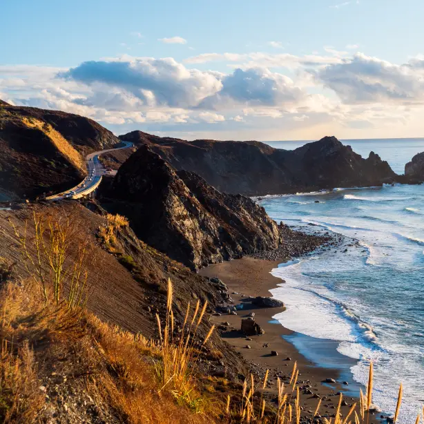 A wide angle view of California's Big Sur during sunset