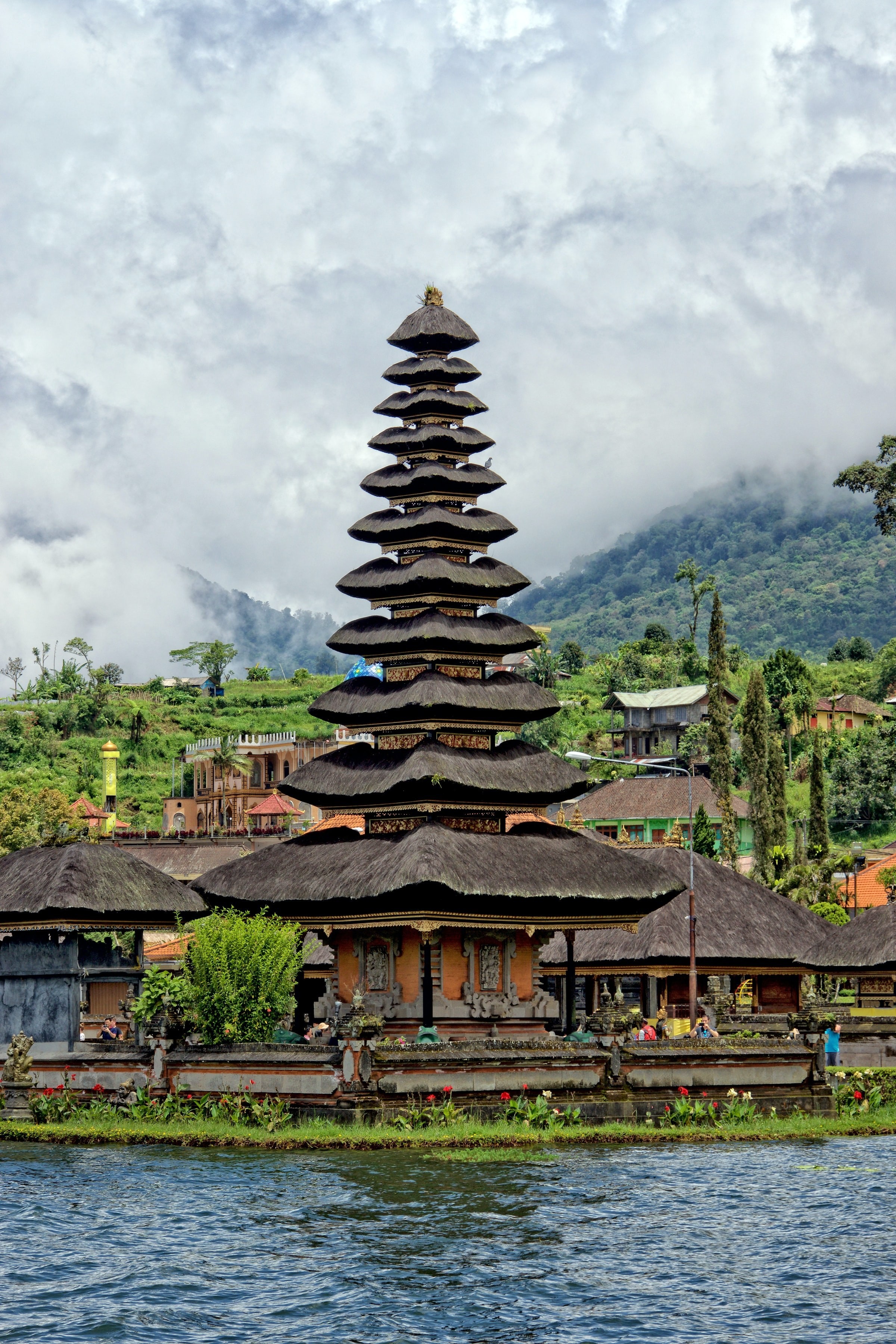 Traditional building with mountain in the background in Bali