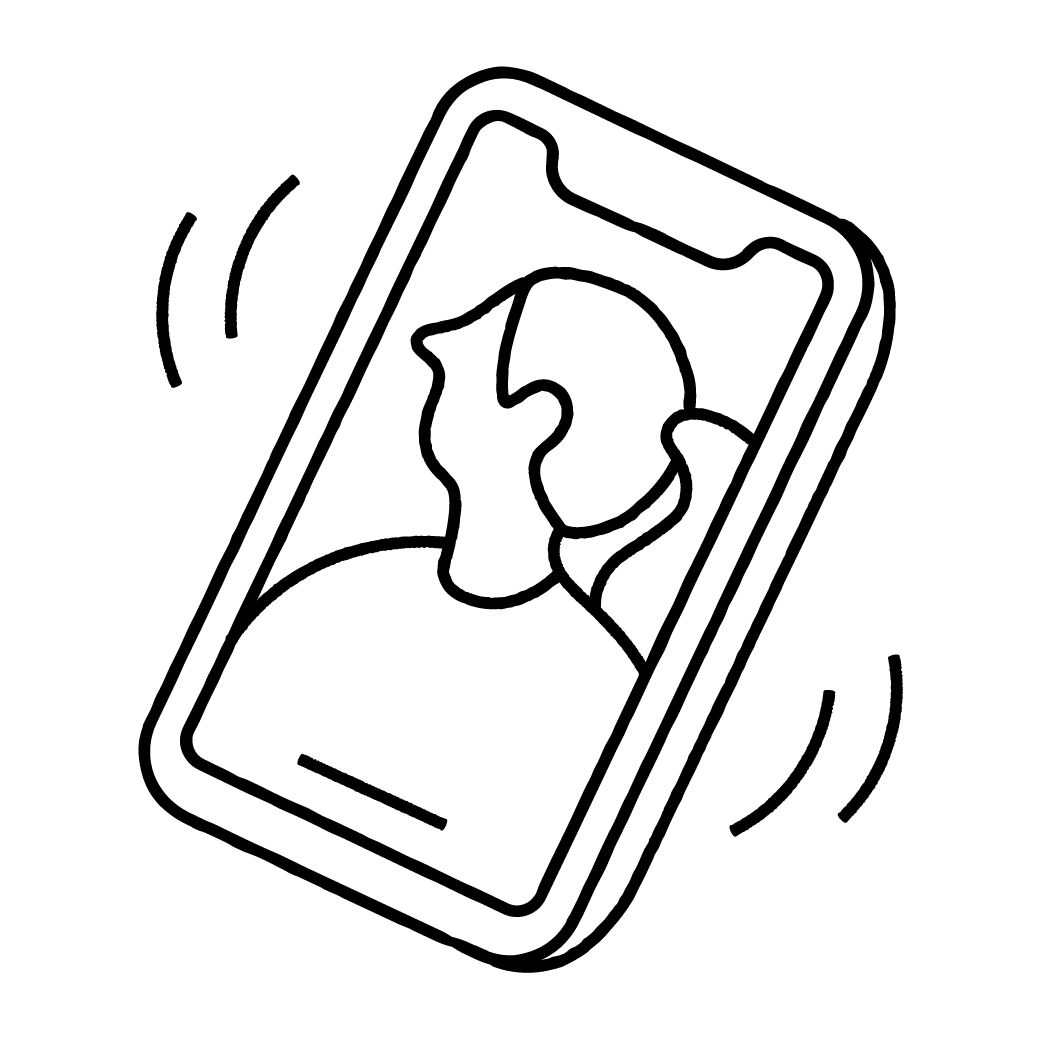 An illustration of a cellphone ringing with a woman on the screen