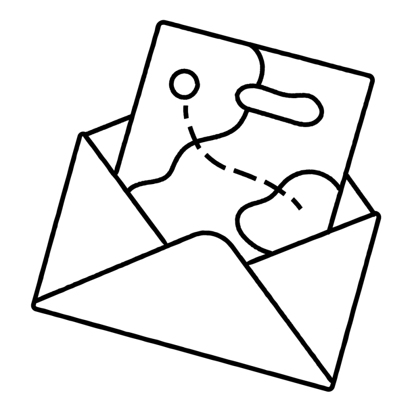Illustration einer Karte in einem Briefumschlag