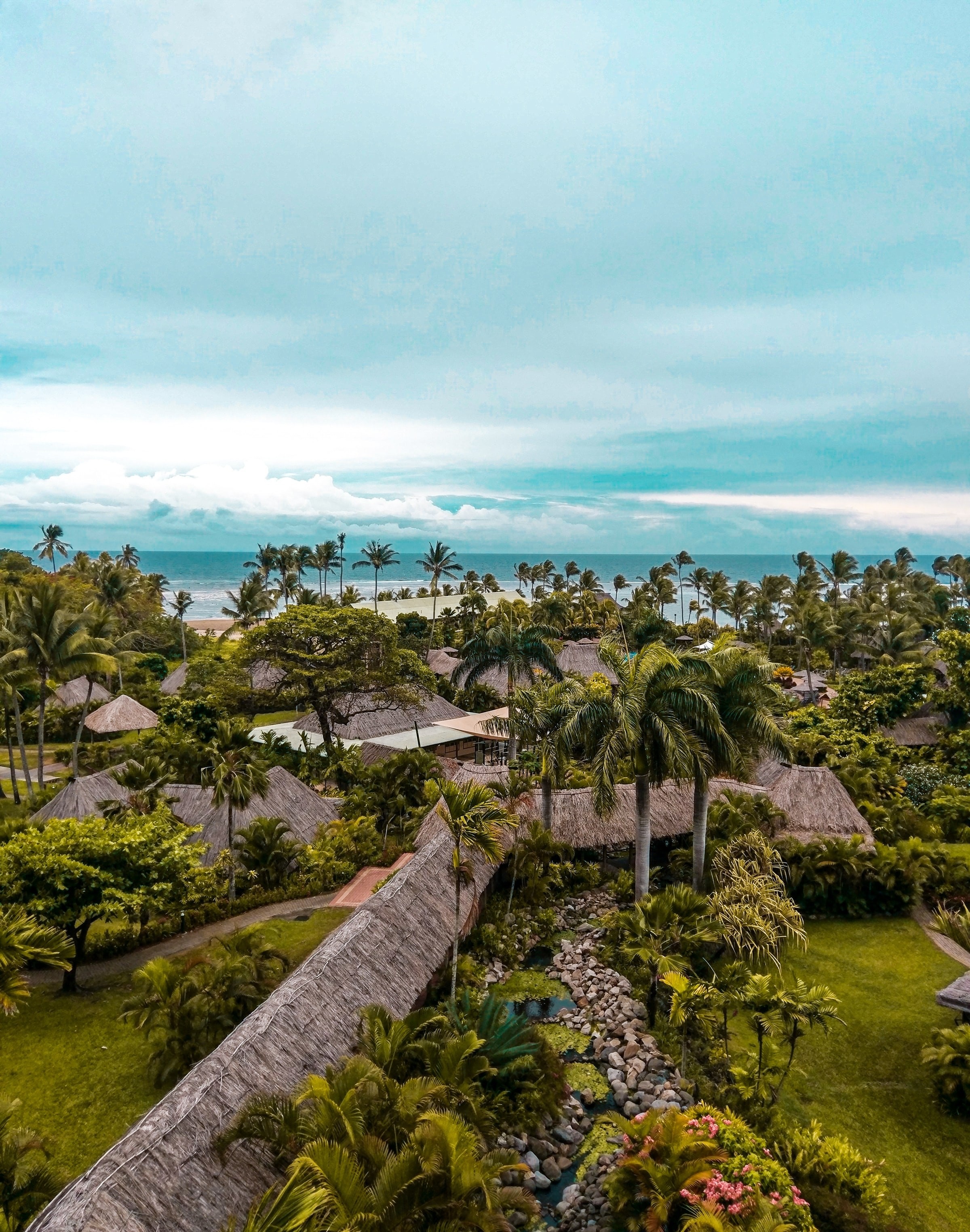 overview of Fiji Island houses and huts
