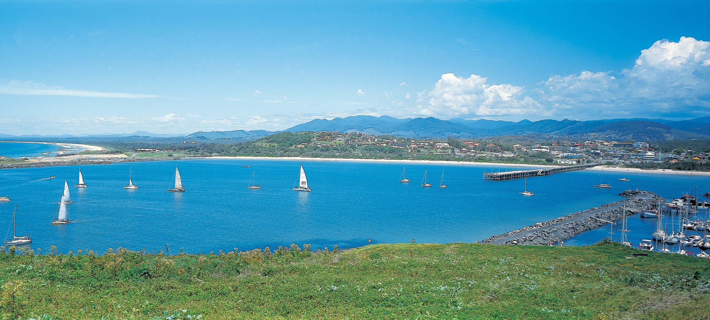 Aus nsw coffs harbour View from Muttonbird Island over marina credit coffscoast com