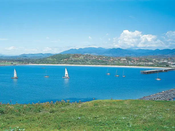 Aus nsw coffs harbour View from Muttonbird Island over marina credit coffscoast com