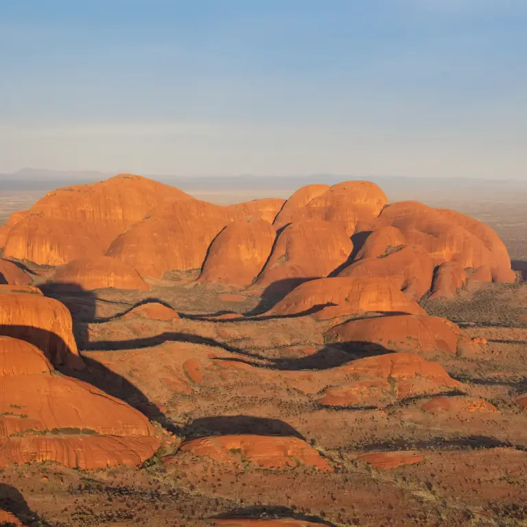 An aerial view of the Olgas in North Western Australia