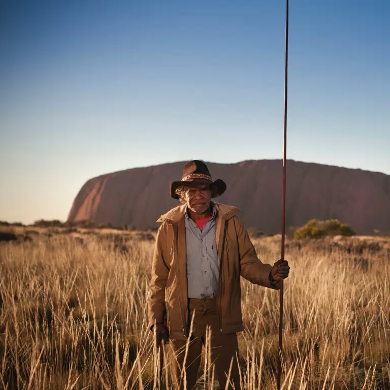Aboriginal staat in het Uluru National Park Australië