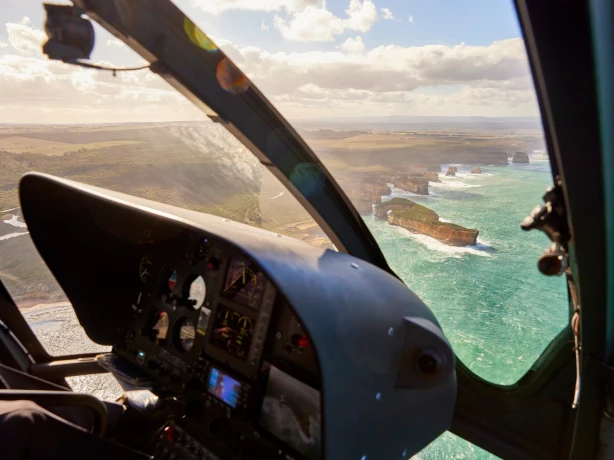 View of Great Ocean Road from helicopter
