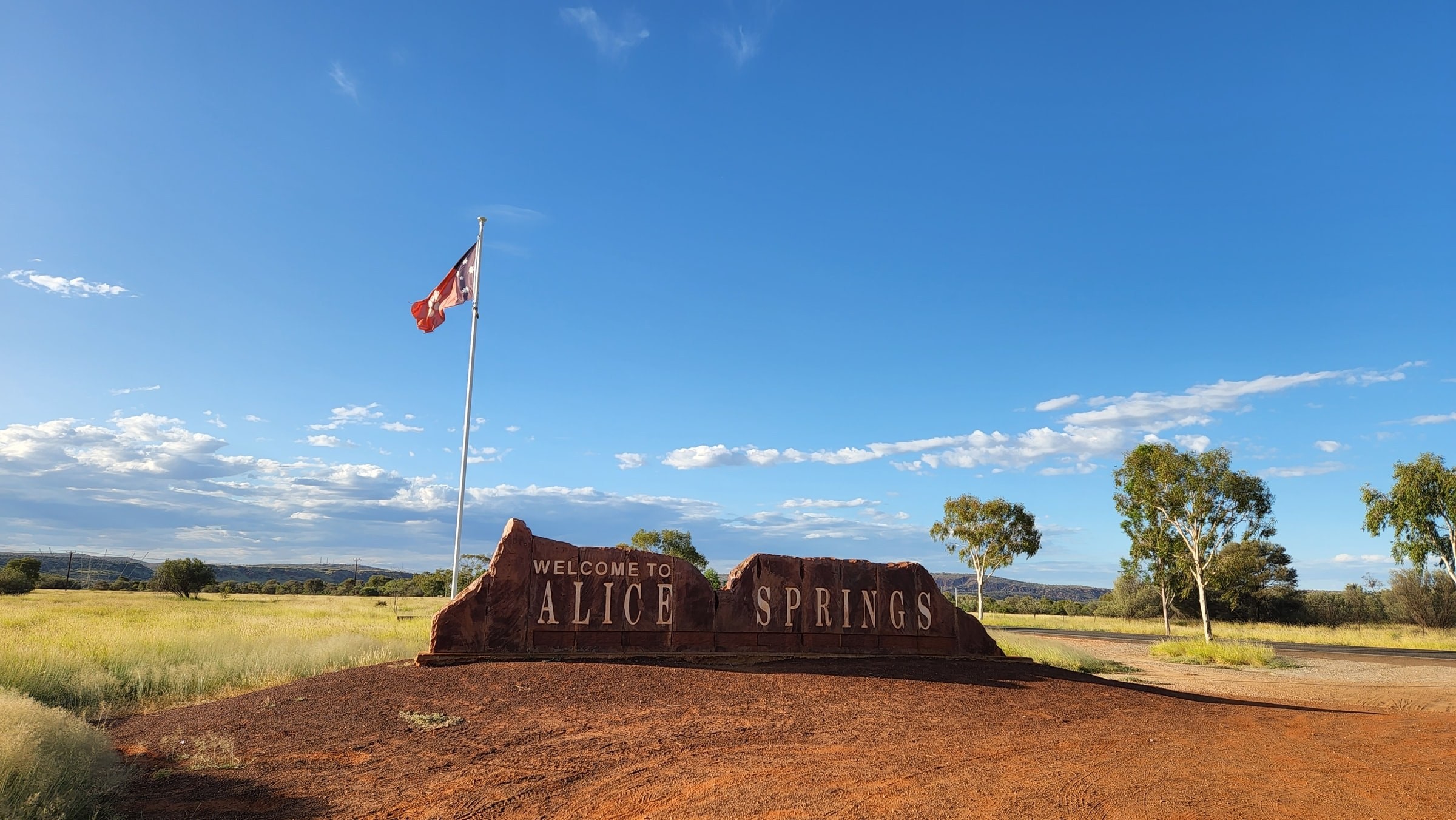 Alice Springs welcome sign in Australia